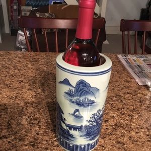 Blue and white ceramic wine holder